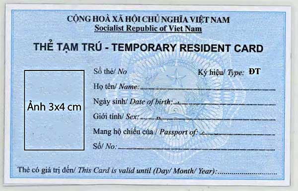 Mẫu tham khảo của thẻ tạm trú cho lao động nước ngoài. - thủ tục xin work permit cho người nước ngoài - luatnguyenduong.com