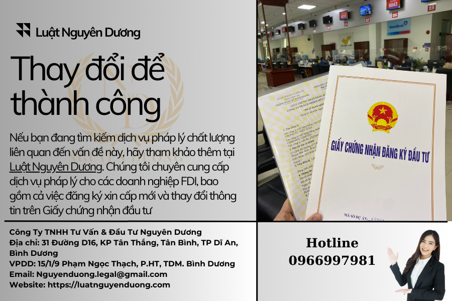 Thay đổi thông tin trên giấy chứng nhận đầu tư